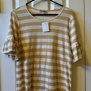 Pleione Yellow and cream striped t-shirt
